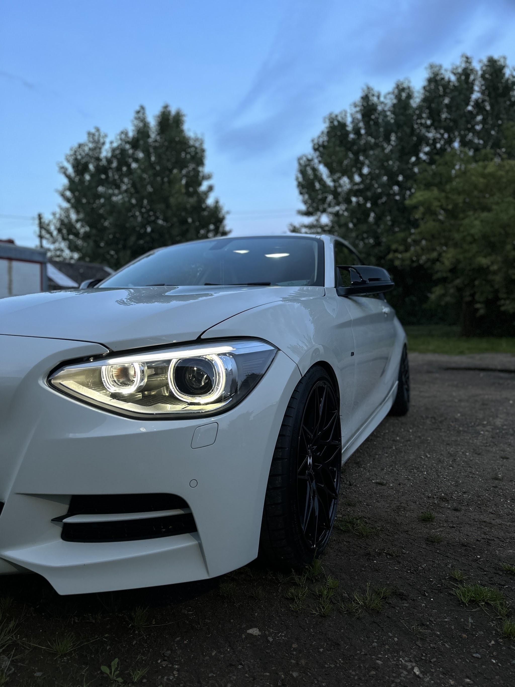 White BMW with gleaming paintwork